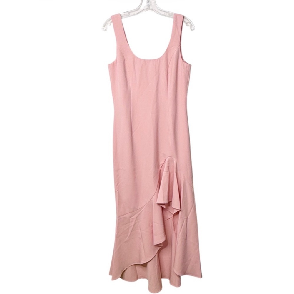 NWT BARDOT | Esther Frill Sleeveless High-Low Ruffle Dress in Peachy Pink Sz. 8 - Picture 2 of 6